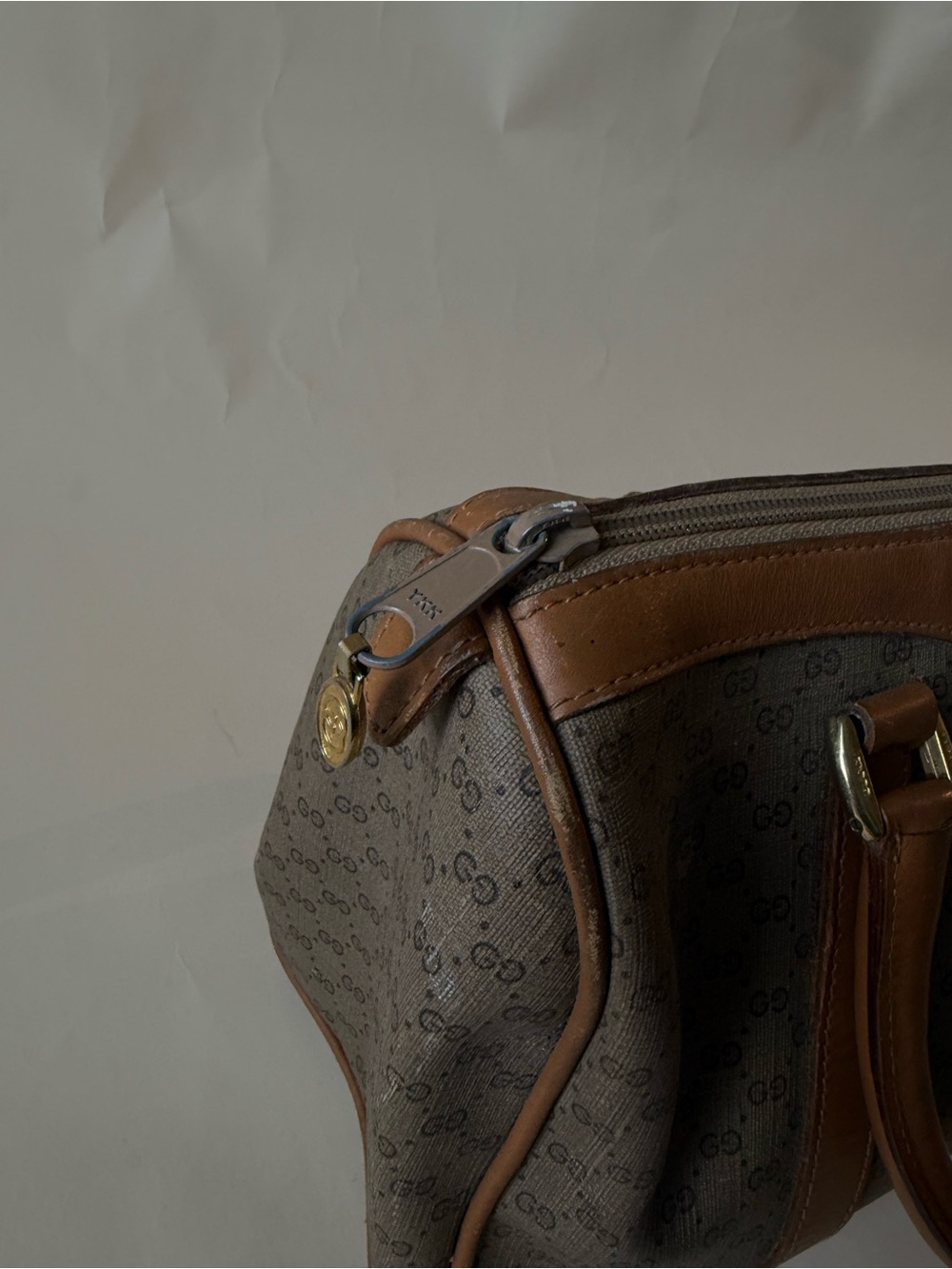 VTG Gucci Brown Monogram Canvas Leather Handbag - Picture 12 of 16